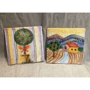 BICOTTURA TRADIZIONALE PIANA TERRACOTTA 6" TILES SET OF TWO MADE IN ITALY